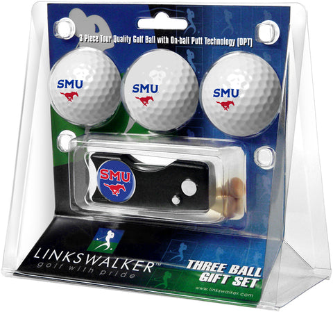 Southern Methodist University Mustangs - Spring Action Divot Tool 3 Ball Gift Pack