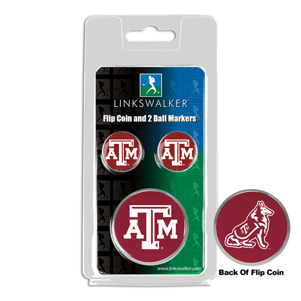 Texas A&M Aggies - Flip Coin and 2 Golf Ball Marker Pack