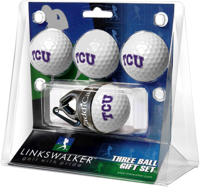 Texas Christian Horned Frogs Regulation Size 4 Golf Ball Gift Pack + CaddiCap Holder