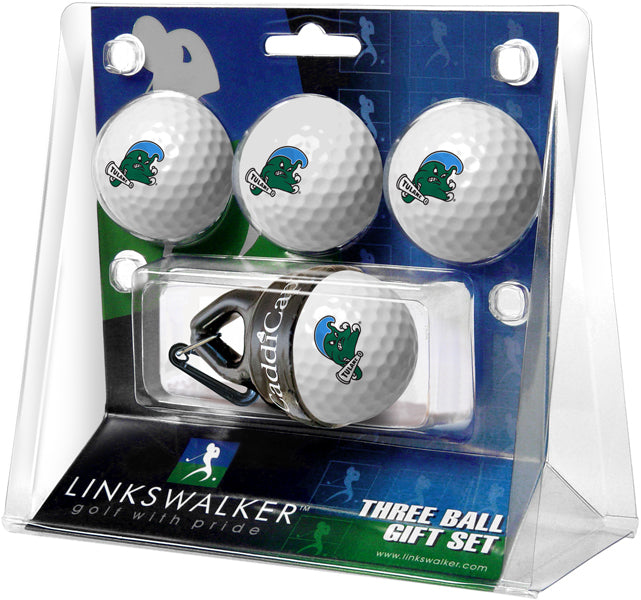 Tulane University Green Wave Regulation Size 4 Golf Ball Gift Pack + CaddiCap Holder