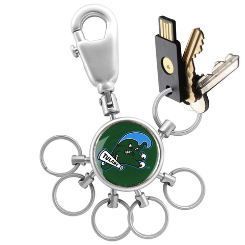 Tulane University Green Wave Collegiate Valet Keychain with 6 Keyrings