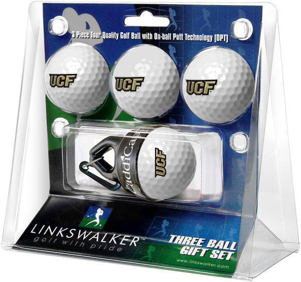 Central Florida Knights - 4 Golf Ball Gift Pack with CaddiCap Ball Holder