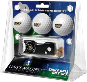 Central Florida Knights - Spring Action Divot Tool 3 Ball Gift Pack - Linkswalkerdirect