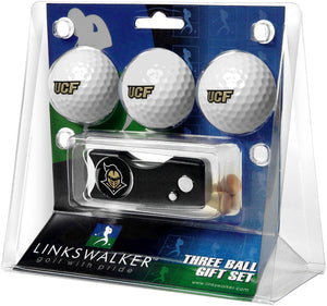 Central Florida Knights Regulation Size 3 Golf Ball Gift Pack with Spring Action Divot Tool