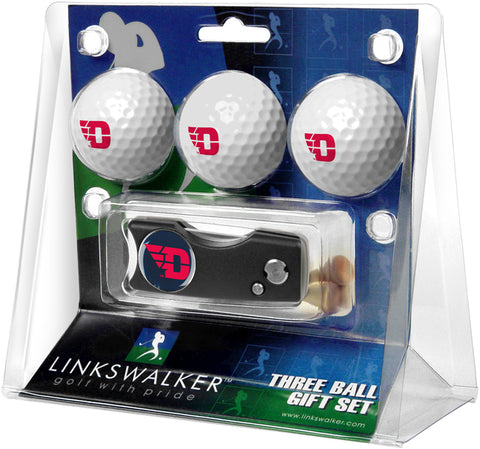 Dayton Flyers Regulation Size 3 Golf Ball Gift Pack with Spring Action Divot Tool