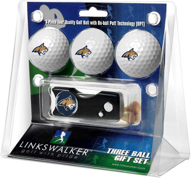 Montana State Bobcats - Spring Action Divot Tool 3 Ball Gift Pack