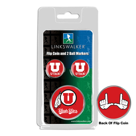 Utah Utes - Flip Coin and 2 Golf Ball Marker Pack