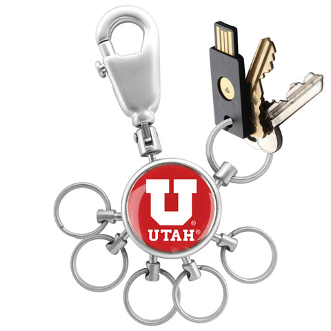 Utah Utes Collegiate Valet Keychain with 6 Keyrings