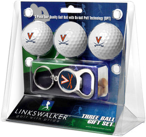 Virginia Cavaliers - 3 Ball Gift Pack with Key Chain Bottle Opener