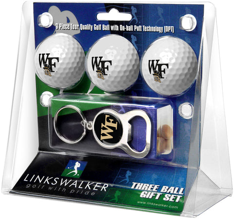 Wake Forest Demon Deacons - 3 Ball Gift Pack with Key Chain Bottle Opener