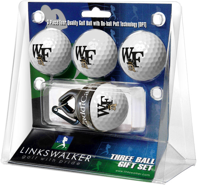 Wake Forest Demon Deacons - 4 Golf Ball Gift Pack with CaddiCap Ball Holder