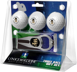 Wake Forest Demon Deacons Regulation Size 3 Golf Ball Gift Pack with Hat Trick Divot Tool (Silver)