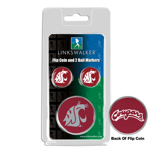 Washington State Cougars - Flip Coin and 2 Golf Ball Marker Pack