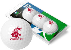 Washington State Cougars 3 Golf Ball Gift Pack 2-Piece Golf Balls