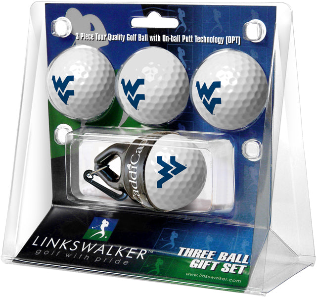 West Virginia Mountaineers - 4 Golf Ball Gift Pack with CaddiCap Ball Holder