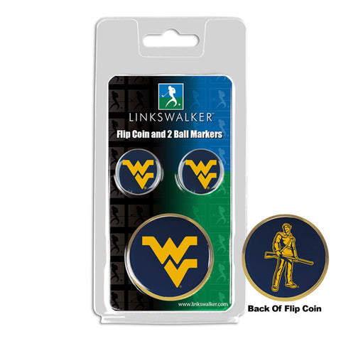 West Virginia Mountaineers - Flip Coin and 2 Golf Ball Marker Pack