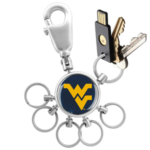 West Virginia Mountaineers Collegiate Valet Keychain with 6 Keyrings