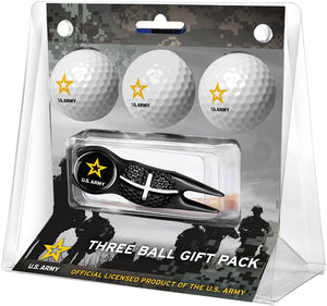 U.S. Army Regulation Size 3 Golf Ball Gift Pack with Crosshair Divot Tool (Black)